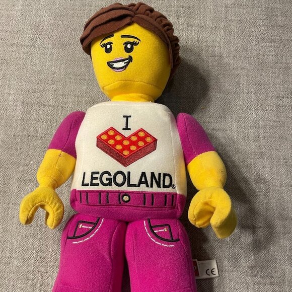 2019 I Love LEGOLAND LEGO Girl Figure Stuffed Plush Doll 14 inch Pink! - Picture 1 of 5